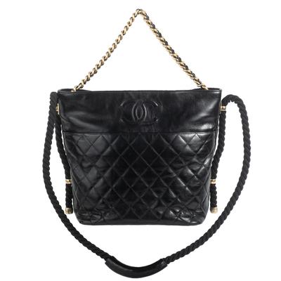 Chanel Large Black Rope Aged Calf Chain Crossbody 