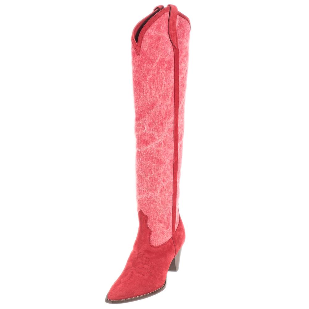  Isabel Marant Size 37 Red Canvas & Suede Boots