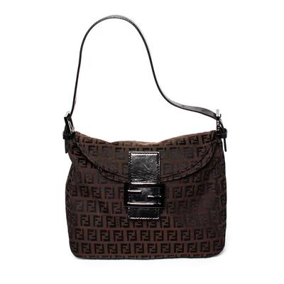 Fendi Medium Brown Double Flap Zucca Canvas Handbag