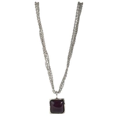 Uno De 50 Purple Square Ball Bead Chain Necklace