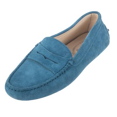 Tod's Size 35 Blue Suede Loafer Shoes 