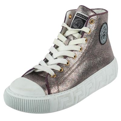 Versace Size 38 Purple Glitter Sneakers 