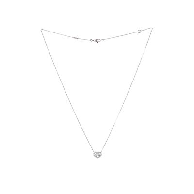 Gucci 18 Karat White Gold Diamond GG Heart Necklace 