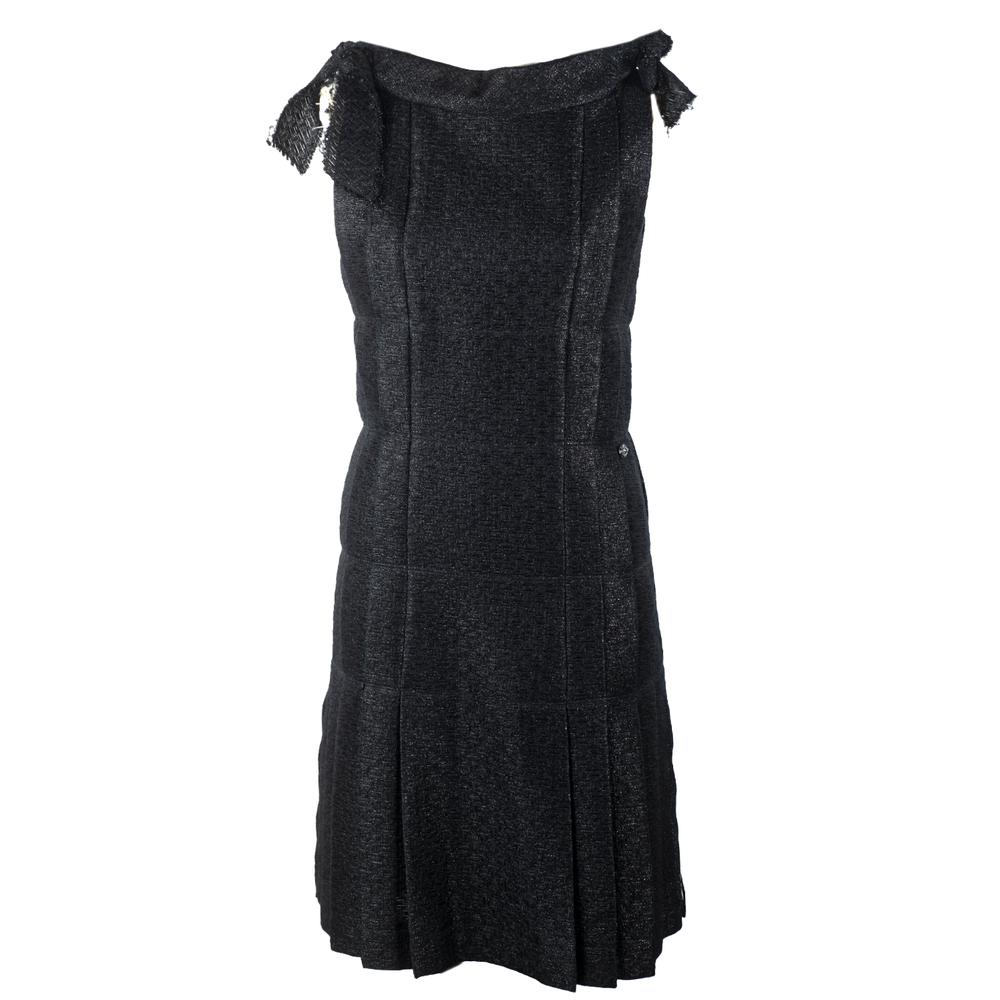  Chanel Size 36 Pleated Black Short Dress