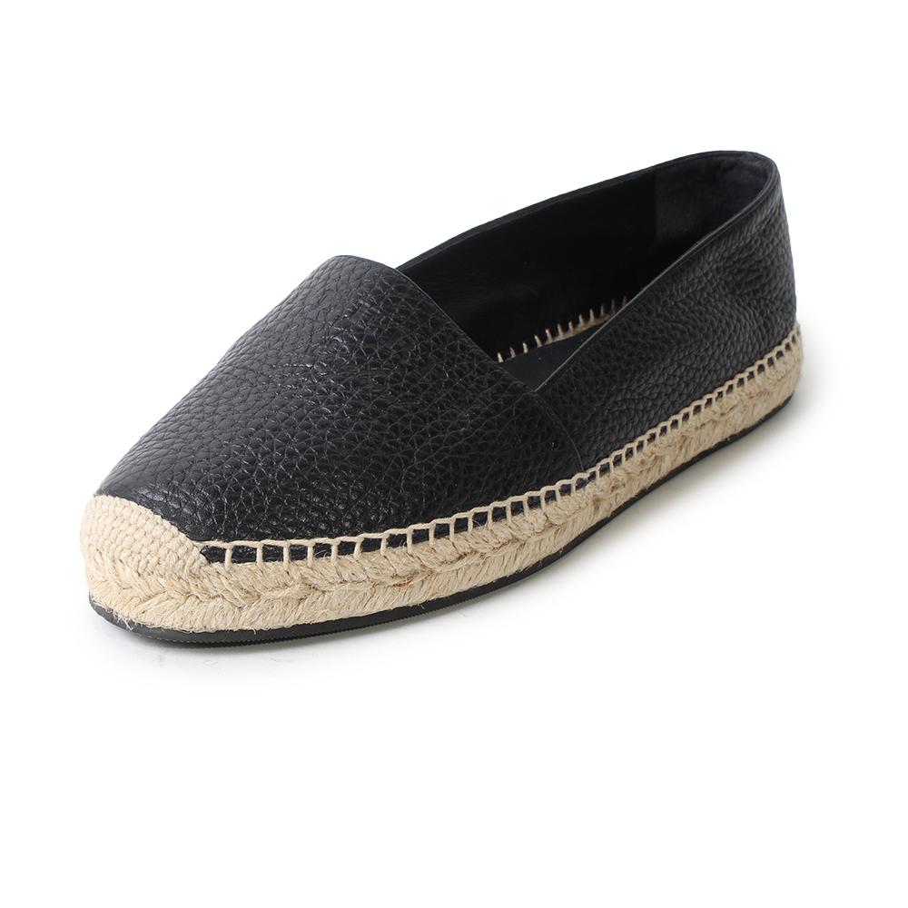  Burberry Size 38.5 Embossed Grainy Leather Espadrilles
