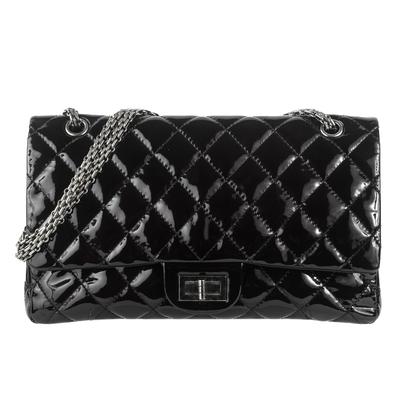 Chanel Jumbo Black Patent Leather Handbag 