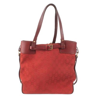 Gucci Red Logo Canvas Handbag 
