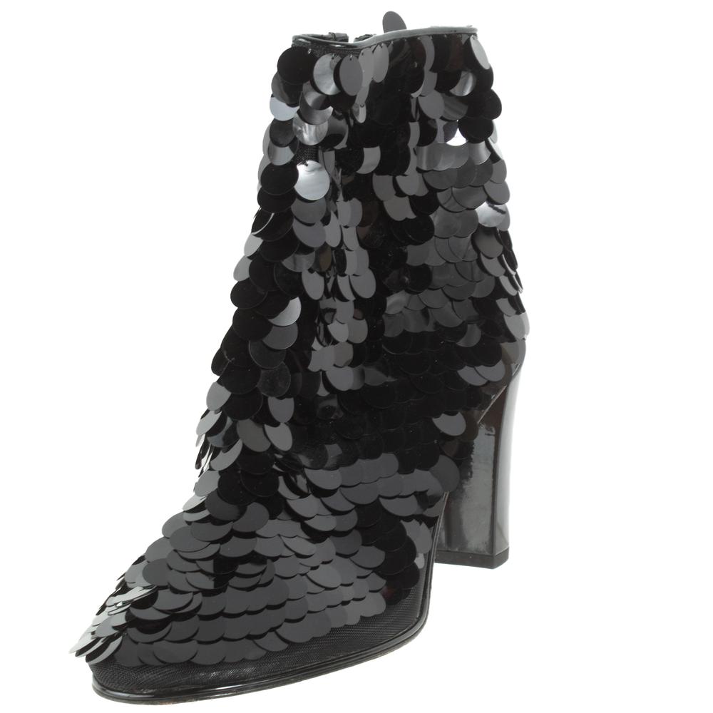  Chanel Size 40 Black Sequins Boots