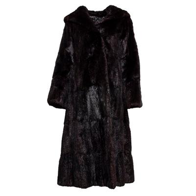 One Size Black Mink Fur Coat with Belt