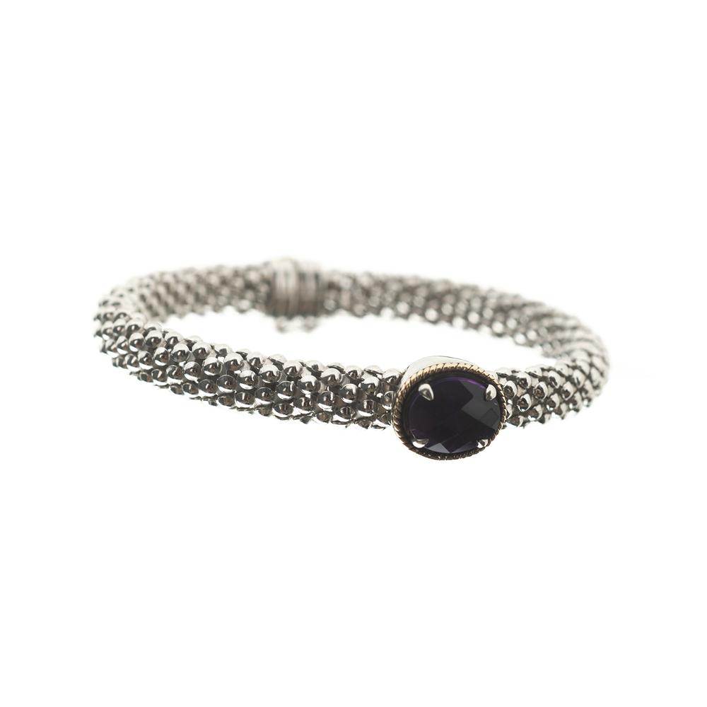 Effy Silver Amethyst Oval Dot Coil Bracelet