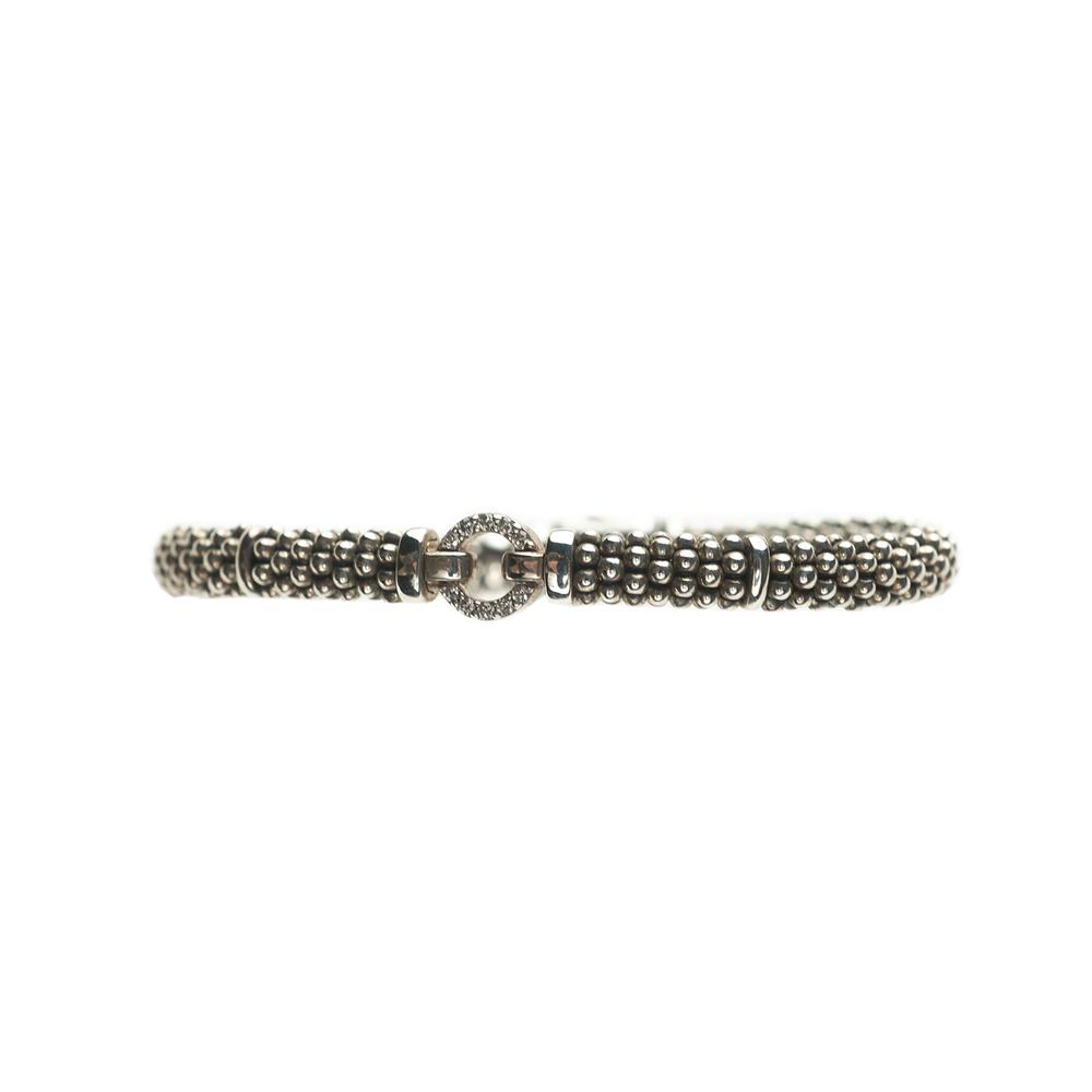  Lagos Silver Caviar Diamond Dot Bracelet