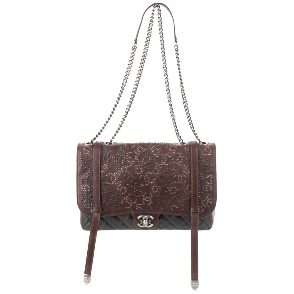  Chanel Brown Calfskin Paris- Dallas Studded Cc Handbag