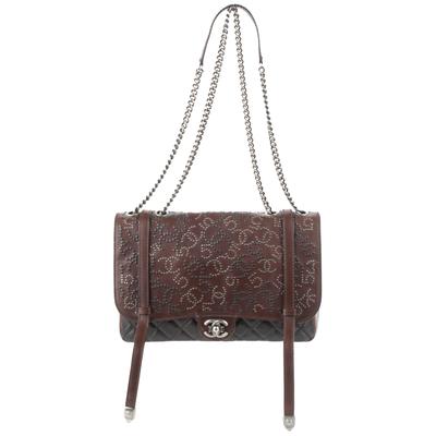 Chanel Brown Calfskin Paris-Dallas Studded CC Handbag
