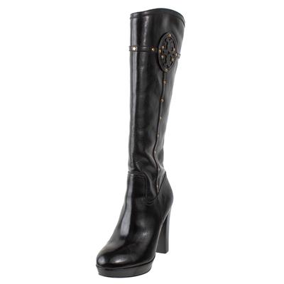 Tory Burch Size 10 Black Tall Platform Leather Boots