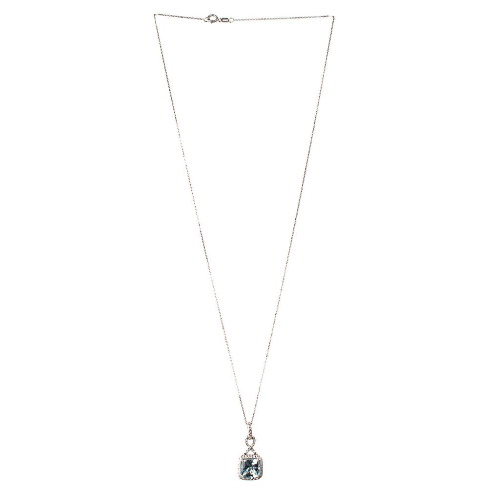  Blue Nile 14kwg Diamond Aquamarine Necklace