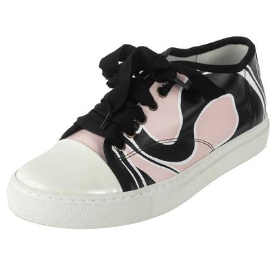 Lanvin Size 38 Black & Pink Leather Sneakers 