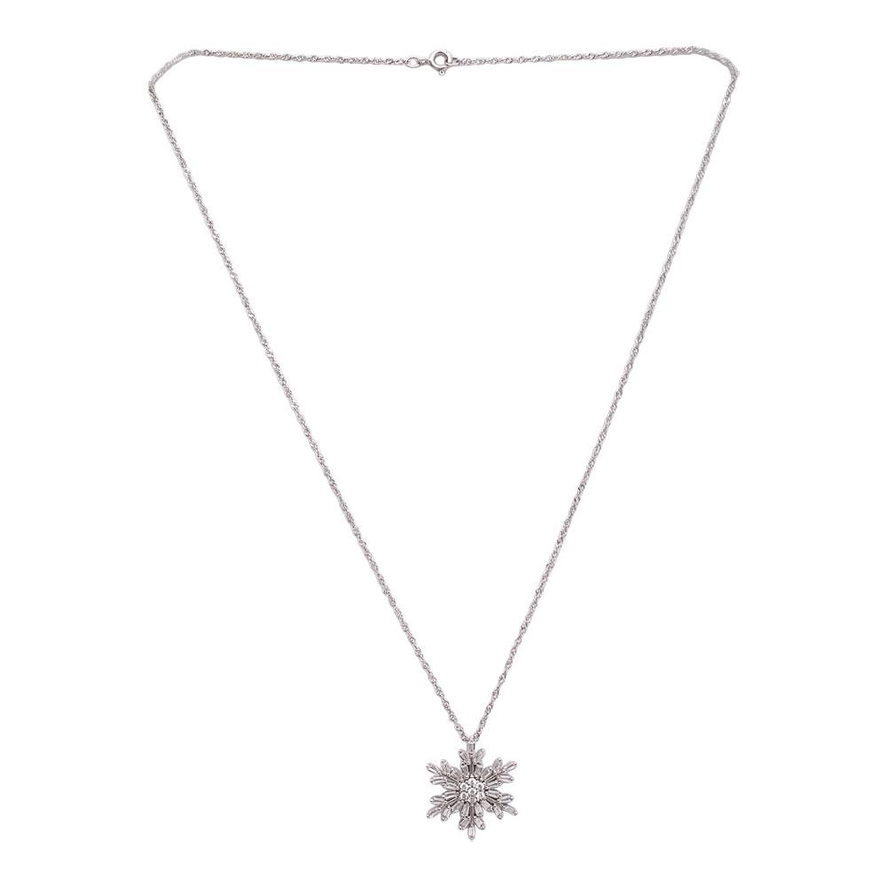  Ralph Lauren 925 Silver Snowflake On Chain Necklace
