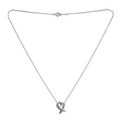 Tiffany & Co. 925 Silver Paloma Heart Pendant on Chain Necklace