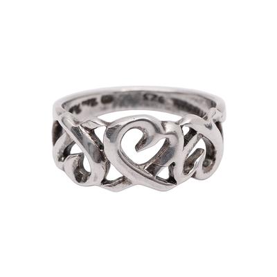  Tiffany + Co. Size 5.5 925 Silver Paloma Heart Band Ring