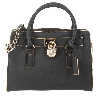 Michael M Kors Medium Black Leather Padlock Handbag 