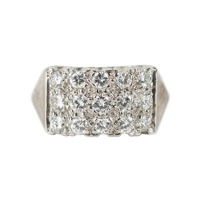  Size 4.5 14KWG Diamond Stone Panel Ring 