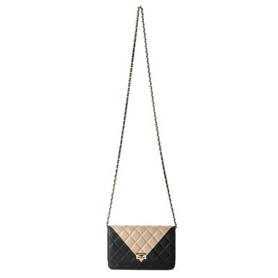 Chanel Small Black & Nude Quilted Turnlock Crossbody Handbag 