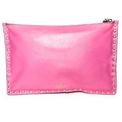 Valentino Pink Leather Rockstud Clutch