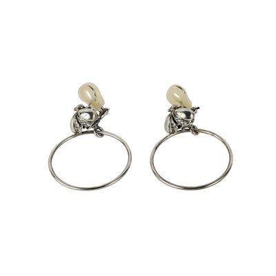 Slane & Slane Diamond Bee Hoop Silver Earrings 