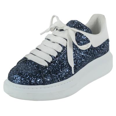 Alexander McQueen Size 37.5 Blue Glitter Sneakers 