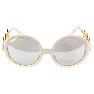 Louis Vuitton Cream Horn Round Gold Detail Sunglasses