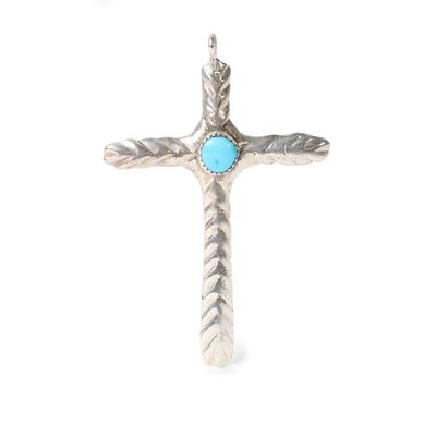 Large Silver Turquoise Beads Cross