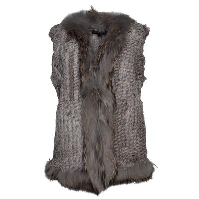 Dana Stein Size Medium Grey Fur Vest