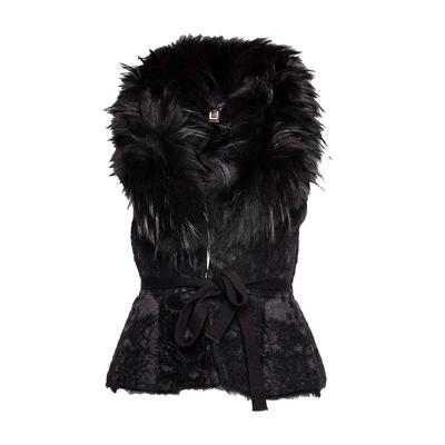 Roberto Cavalli Size 42 Black Fur Vest