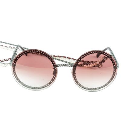 Chanel Burgundy 4245 Chain Round Frame Sunglasses