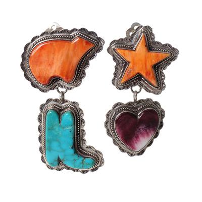 Nez Sterling Silver Oyster And Turquoise Clip On Earrings