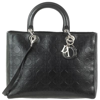  Christian Dior Black Embossed Handbag 