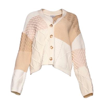 New Rails Size Large Tan Patchwork Cable Sweater