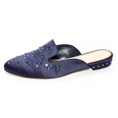 Oscar De La Renta Size 37.5 Blue Satin Shoes