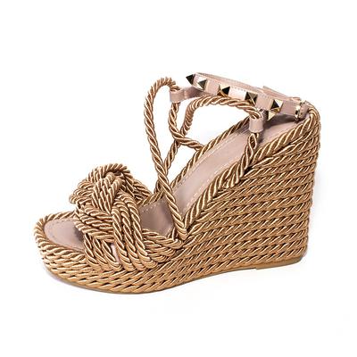 Valentino Size 35 Tan Rainbow Textile Rope Wedges