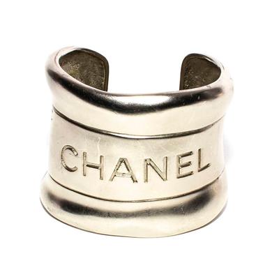 Chanel Vintage 1998 Silver Logo Cuff