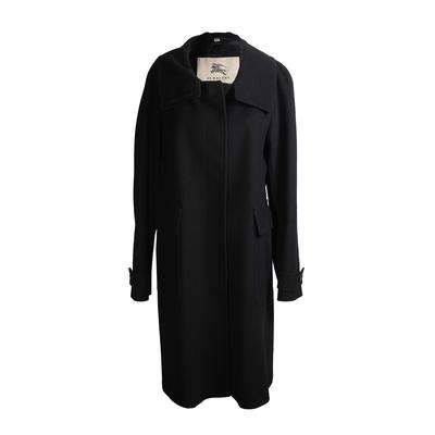 Burberry Size 12 Long Black Coat 