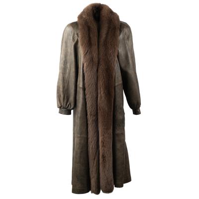 Brown Fox Size Large Trim Fur Coat 