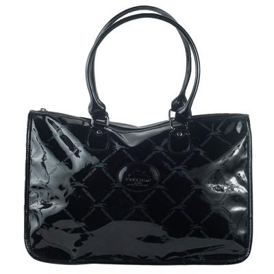 LongChamp Navy Patent Leather Tote Handbag 