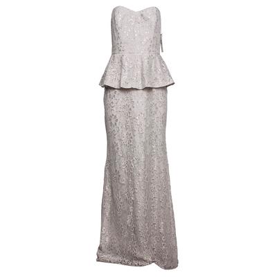New Badgley Mischka Collection Size 6 Grey Long Evening Dress