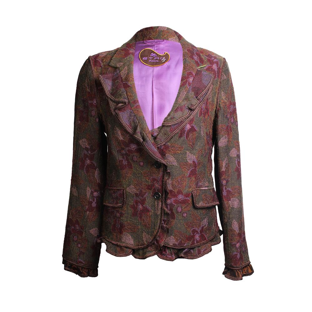  Etro Size 44 Wool Blend Floral Print Jacket