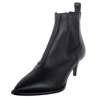 Moschino Size 37 Black Leather Ankle Boots 