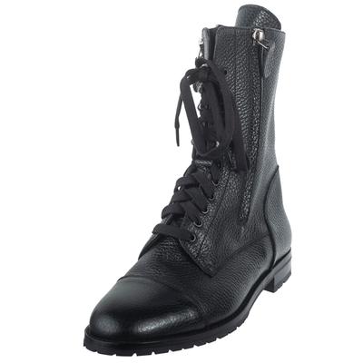 Manolo Blahnik Size 37 Black Leather Combat Boots 