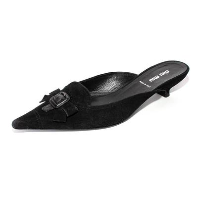 Miu Miu Size 38.5 Black Suede Shoes