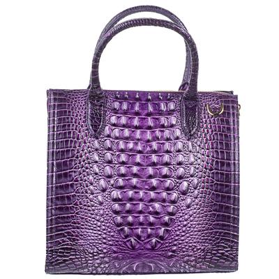 Brahmin Purple Croc Embossed Leather Handbag 