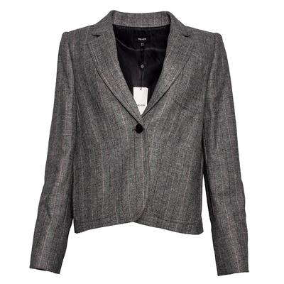 New ME+EM Size 10 Grey Herringbone Pinstripe Jacket